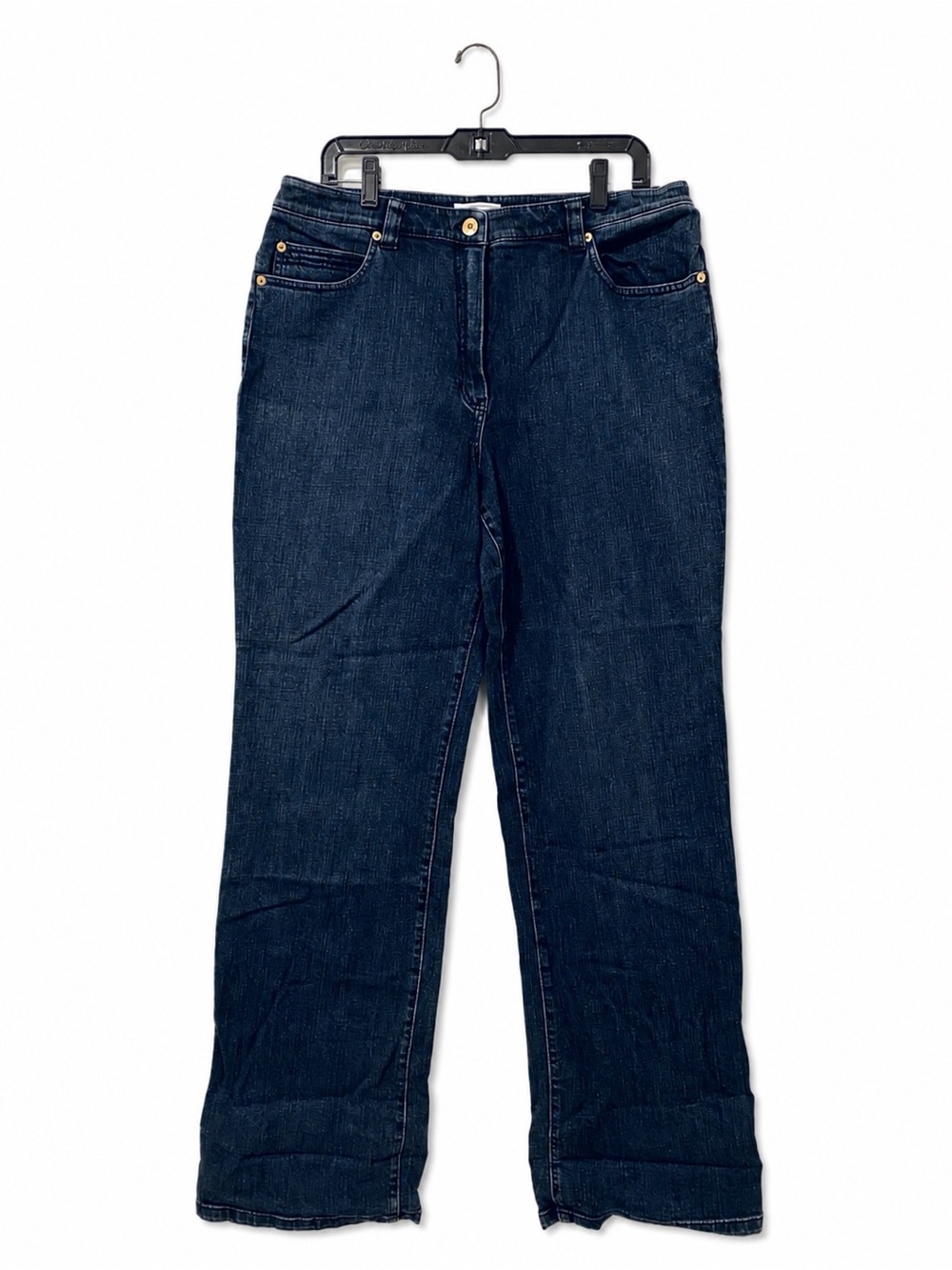 St John Sport Jeans Size 14 Dark Wash Stretch Denim Straight Leg Classic Fit